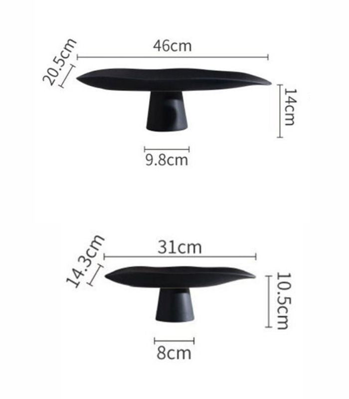 Black Porcelain Decorative Tray - Handmade Elegant Accent for Modern Interiors