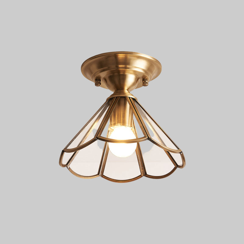 Scalloped Brass Clip-On Lamp – Minimalist Semi-Flush Mount