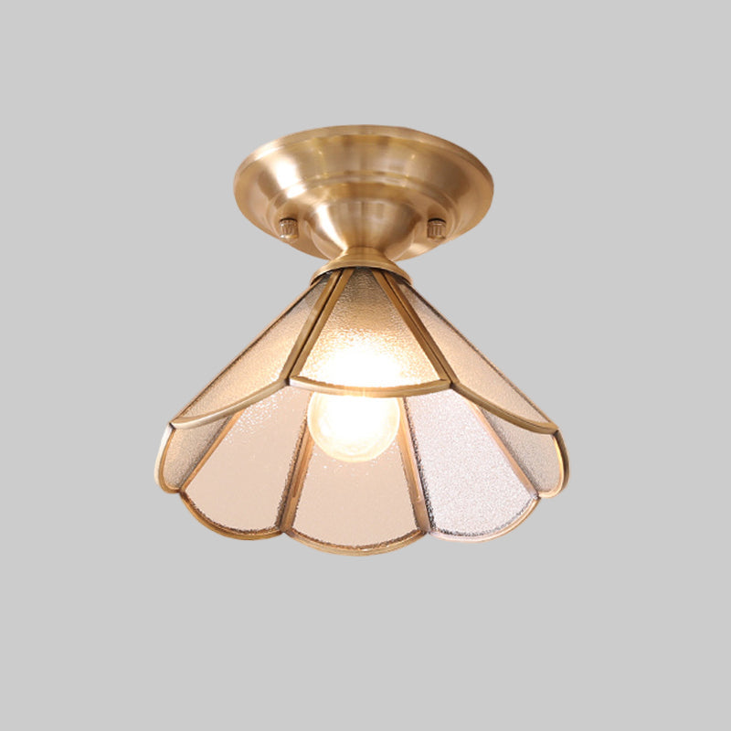 Scalloped Brass Clip-On Lamp – Minimalist Semi-Flush Mount