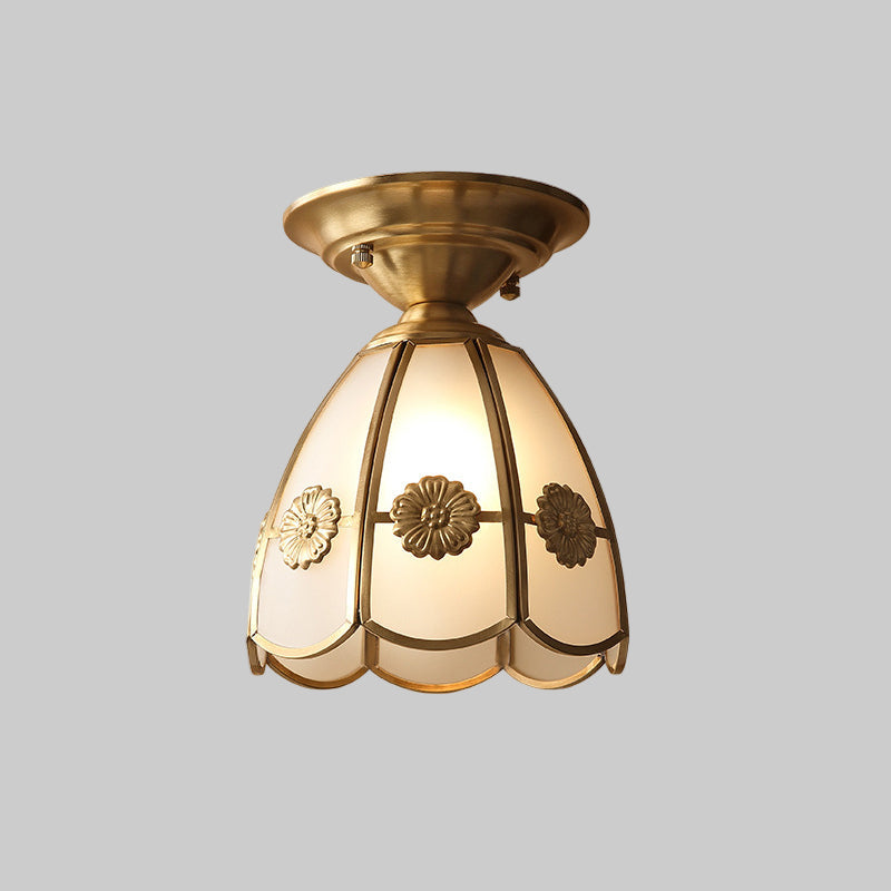 Scalloped Brass Clip-On Lamp – Minimalist Semi-Flush Mount