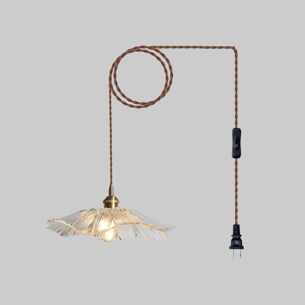 Floral Glass Pendant Light – Elegant Plug-In Hanging Lamp for Stylish Interiors