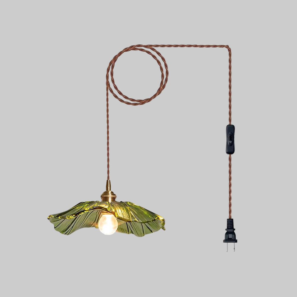 Floral Glass Pendant Light – Elegant Plug-In Hanging Lamp for Stylish Interiors