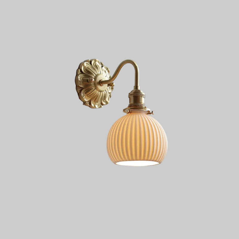 Curved Ceramic LED Wall Light with Brushed Copper Finish – Nordic Style