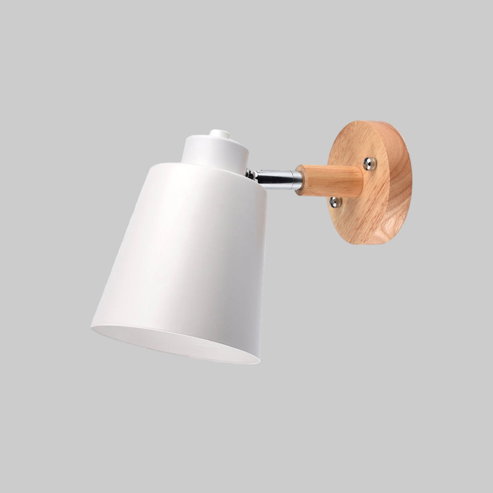 Adjustable LED Wall Light | Metal Shade & Wooden Mount