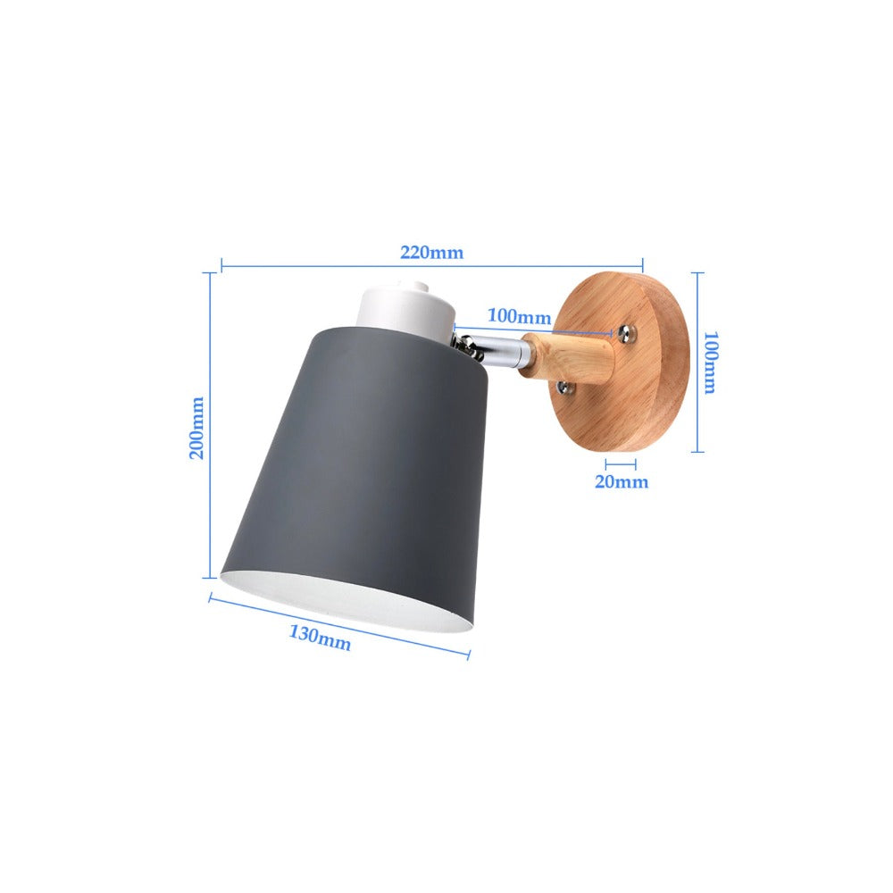 Adjustable LED Wall Light | Metal Shade & Wooden Mount