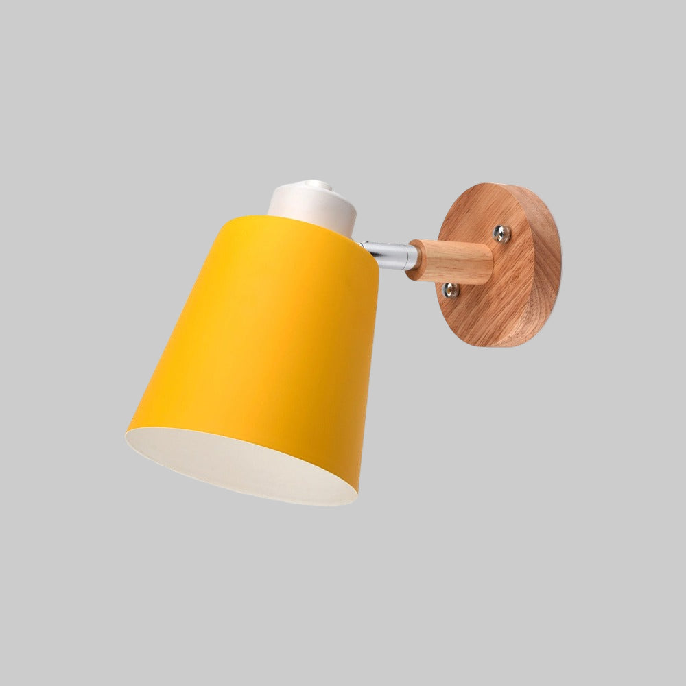 Adjustable LED Wall Light | Metal Shade & Wooden Mount