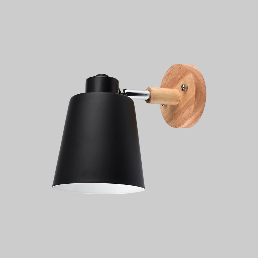 Adjustable LED Wall Light | Metal Shade & Wooden Mount