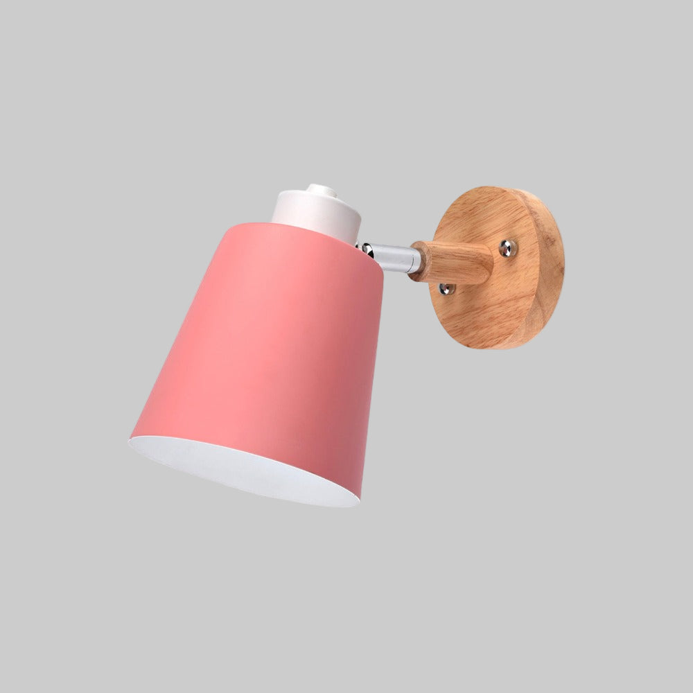 Adjustable LED Wall Light | Metal Shade & Wooden Mount