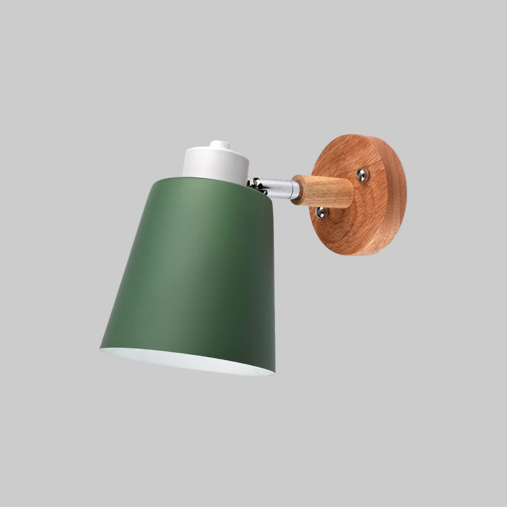 Adjustable LED Wall Light | Metal Shade & Wooden Mount